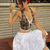 Vintage Plaid Halter Vest Top