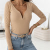 Casual Solid Color Long Sleeve V-Neck Slim Fit Pullover