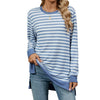 Contrast Color Striped Long Sleeve Loose Fitting T-Shirt