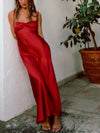 Red Satin Slip Maxi Dress