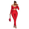 Collared Twist Hollow Cutout Cropped Long Sleeve Jumpsuit