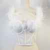 Super Fairy Ostrich Fur Boning Corset Tube Top