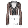 Summer Printed Sexy Mesh Lace Cardigan T-Shirt for Women