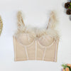 Super Fairy Ostrich Fur Boning Corset Tube Top