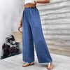 Mid Waist Elastic Wide Leg Pants for Women