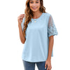 Elegant Round Neck Lace Chiffon Blouse for Women