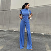 Slimming T-Shirt & High-Waist Pleated Wide-Leg Pants Set