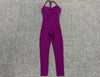 V-Ausschnitt Rückenfrei Yoga Fitness Jumpsuit Hüftsport Tanzhose Damen