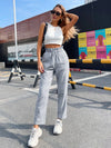 Fashionable High Waist Plaid Straight Pants for Women