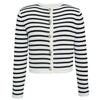 Striped Round Neck Knitted Cardigan Sweater Set