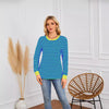 Striped Round Neck Long Sleeve Casual Sweatshirt for Women