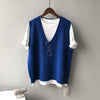 Spring Preppy V-Neck Knitted Sleeveless Vest