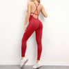 V-Ausschnitt Rückenfrei Yoga Fitness Jumpsuit Hüftsport Tanzhose Damen