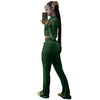 Two-Piece Velvet Solid Color Long Sleeve Cropped Casual Sports Suit