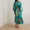 Vintage Print Collared Lantern Sleeve Dress