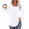 Puff Sleeve Waist Pleated Round Neck Long Sleeve T-Shirt Top