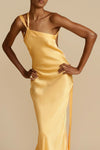 Slim Fit One-Shoulder Satin Party Dress