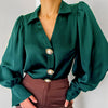 Casual Loose Satin Lantern Sleeve Women’s Shirt