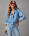 Casual Single-Breasted Long Sleeve Denim Shirt