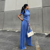 Slimming T-Shirt & High-Waist Pleated Wide-Leg Pants Set