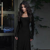 Elegant U-Neck Long Sleeve Maxi Dress