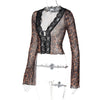 Summer Printed Sexy Mesh Lace Cardigan T-Shirt for Women