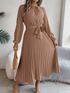 Elegant Stand Collar Pleated Maxi Dress for Women