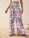 Printed Elastic Waist Wide Leg Pants