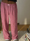 Street Style Color Contrast Plaid Straight Leg Pants