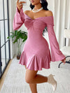 Chic Off-Shoulder Bell Sleeve Short Party Dress