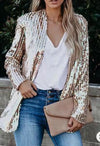 Sequined Collared Casual Blazer