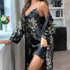 Lace-Up Mid-Length Nightgown and Pajama Set