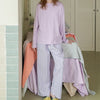 Cotton Two-Piece Pajama Set with Striped Trousers