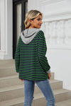 Striped Color Block Hooded Sweatshirt Women