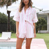 Striped Short Sleeve Beach Two-Piece Set