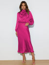 Elegant Long Sleeve Satin Evening Dress