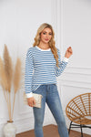 Striped Round Neck Long Sleeve Casual Sweatshirt for Women