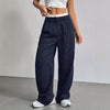 Casual High Waist Stitching Straight Leg Work Pants