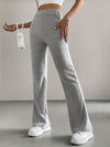 Solid Color Ribbed Knit Bell Bottom Pants