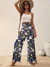 Printed Elastic Waist Wide Leg Pants