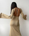 Backless Slim Fit Lace-Up Woolen Bell Sleeve Dress