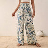 Printed Elastic Waist Wide Leg Pants