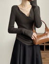 French V Neck Open Sweater Spring Inner Wear