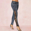 Lace Slim Fit Patchwork Gray Capris