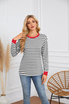 Striped Round Neck Long Sleeve Casual Sweatshirt for Women