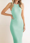 Fall Sleeveless Ribbed Split Sheath Dress