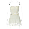 Collage Lace See-Through Wrapped Chest Ultra Short Double Layer Dress