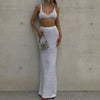 Vacation Knitted Spaghetti Strap Corset & Sheath Skirt Set