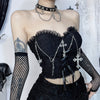 Dark Gothic Cross Chain Bandeau Sling Vest for Women