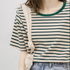 Green Striped Cotton T-Shirt